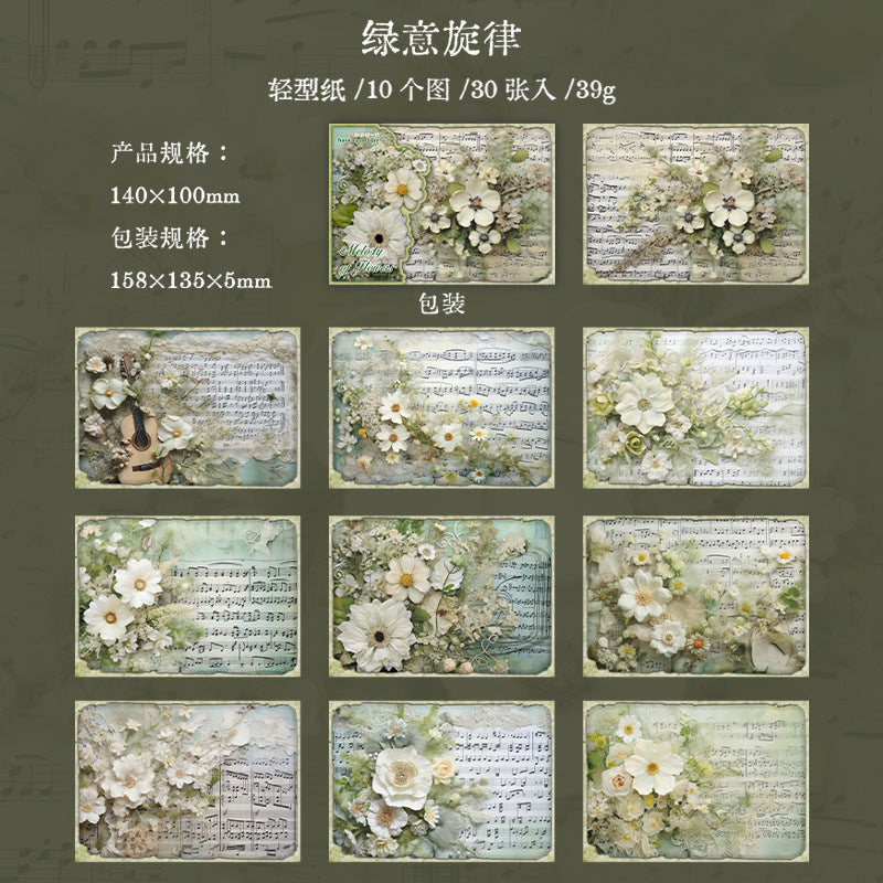 aterial Paper - Flower Melody Music Theme, 10 Pcs - ViktaShop