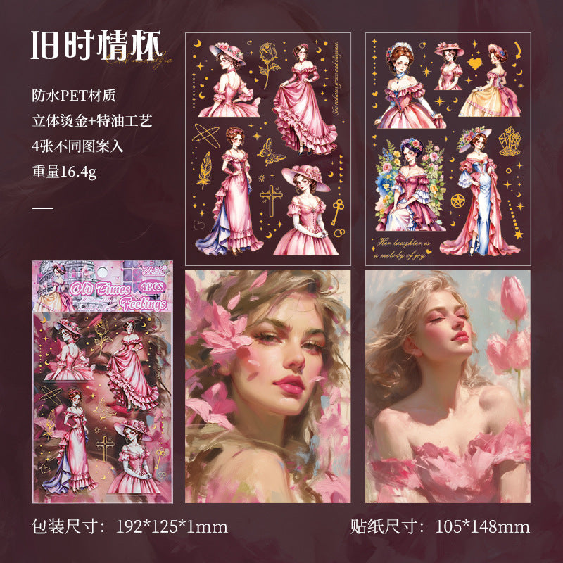 Girls vintage character PET Stickersr