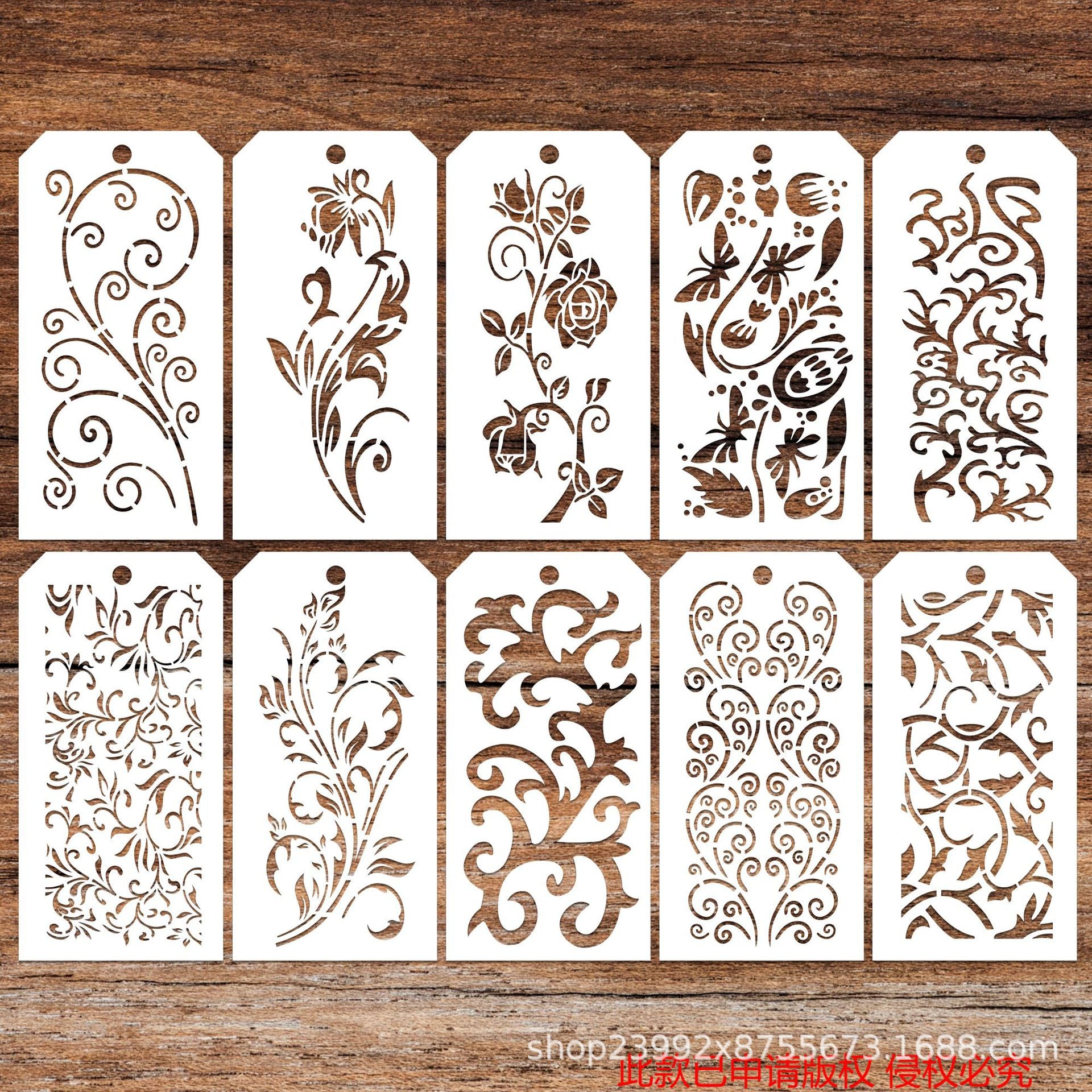Flower & Leaf Texture Stencil Set, 10 Pcs - ViktaShop