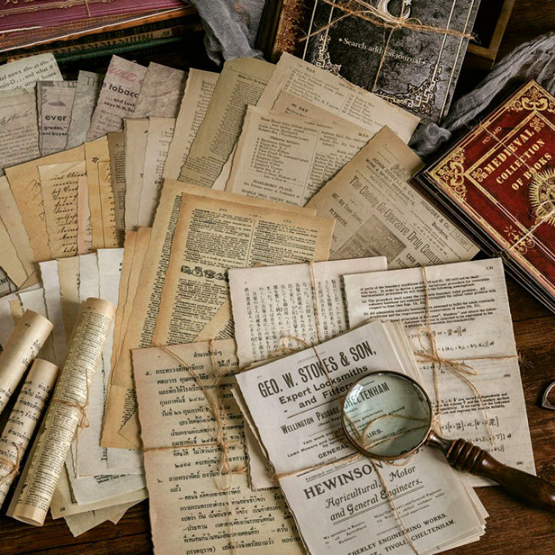 Retro Old Paper Scrapbooking Wall Stickers – Nostalgic Newspaper & Book Decoration, 12 Options - ViktaShop
