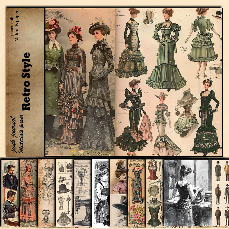 Retro Tailor Shop Material Paper, 10 Pcs - ViktaShop
