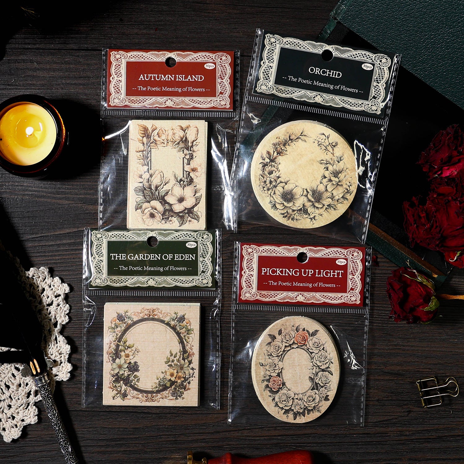 Ancient Forest Note Paper - Flowers Poetic Series, 4 Pcs - ViktaShop