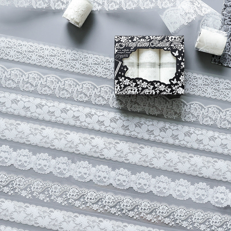 Lace Theme Handbook Black and White Pet tape set 6 Pcs