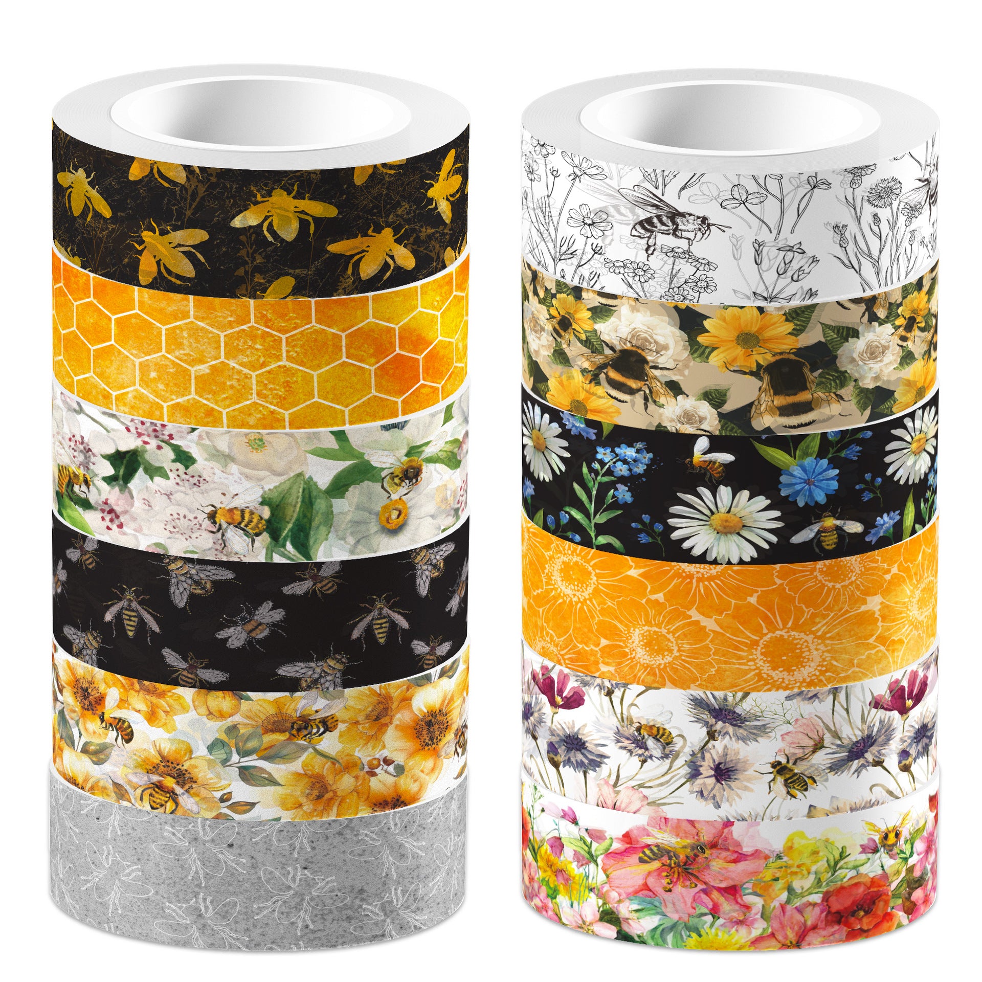 Spring Bee & Flowers Washi Tape – Transparent Roll, 5m - ViktaShop