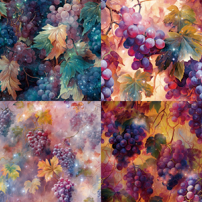 Purple Grapes Background Paper – Single-Sided, 24 Sheets - ViktaShop