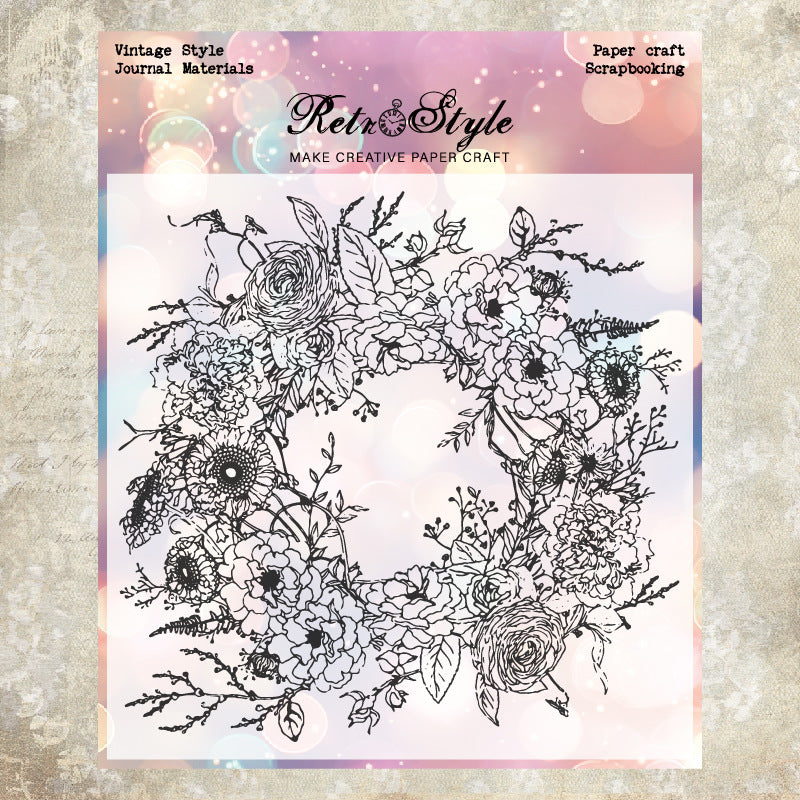 Transparent Silicone Stamp – Retro Background Rose & Wood Grain, 8 Options - ViktaShop