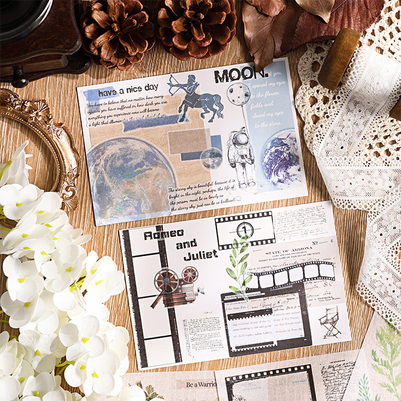Light and Shadow Retro Sticker Book - Thin DIY Diary Decoration, 4 Options - ViktaShop