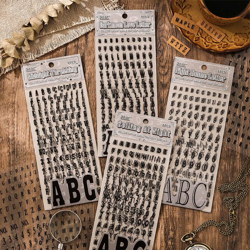 Classic Letter Series Flat Stickers – 6 Sheets - ViktaShop