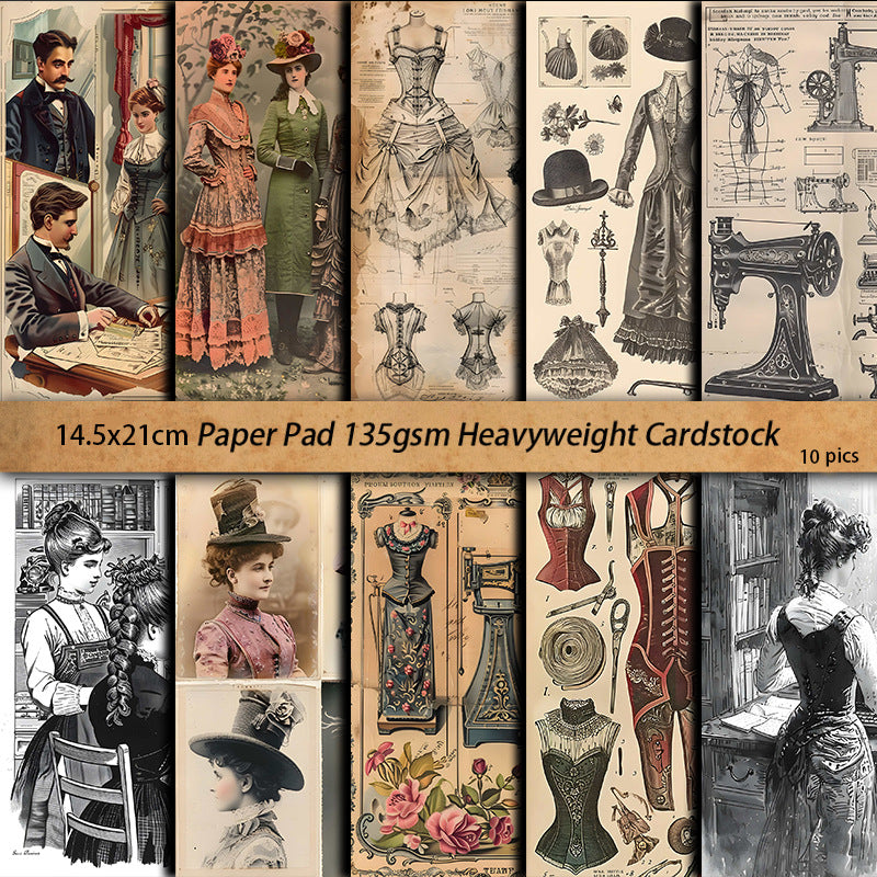 Retro Tailor Shop Material Paper, 10 Pcs - ViktaShop