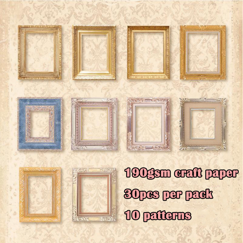 Retro Hollow Border Material Paper – Background Paper, 30 Sheets - ViktaShop