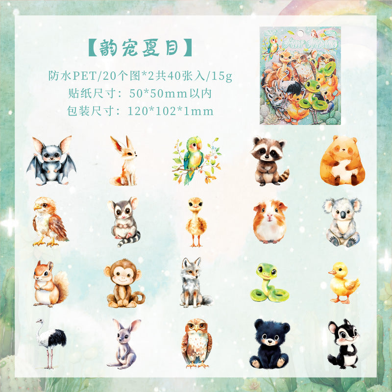 Cute Animal World DIY PET Sticker Pack, 6 Options - ViktaShop