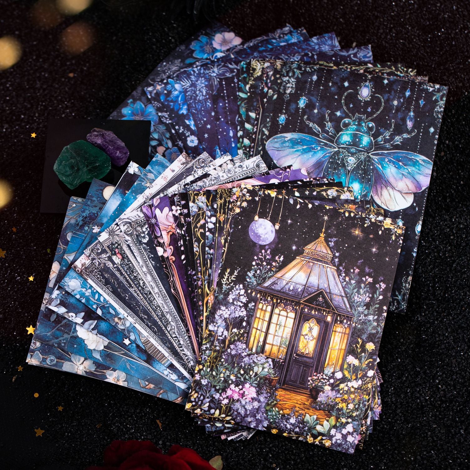 Beautiful Day Starry Night Magic Notebook Stickers – Background Material, 10 Pcs - ViktaShop