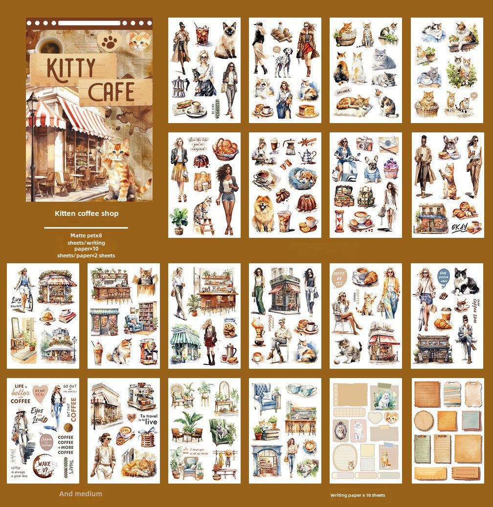 Sticker Book – Retro Figure & Flower Die-Cut, Hand Account PET Stickers - ViktaShop
