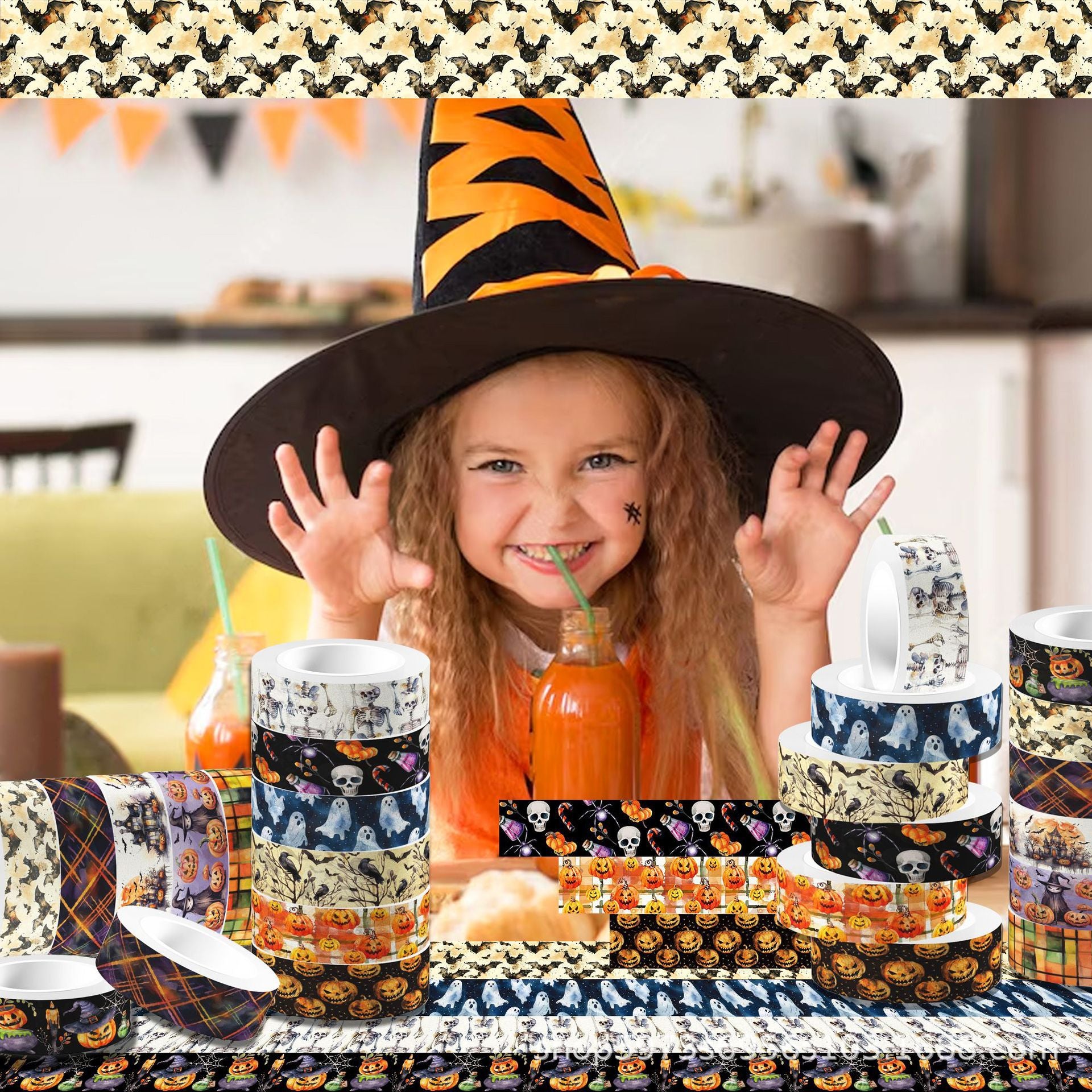 Halloween Cartoon Washi Tape – Pumpkin & Ghost Roll - ViktaShop