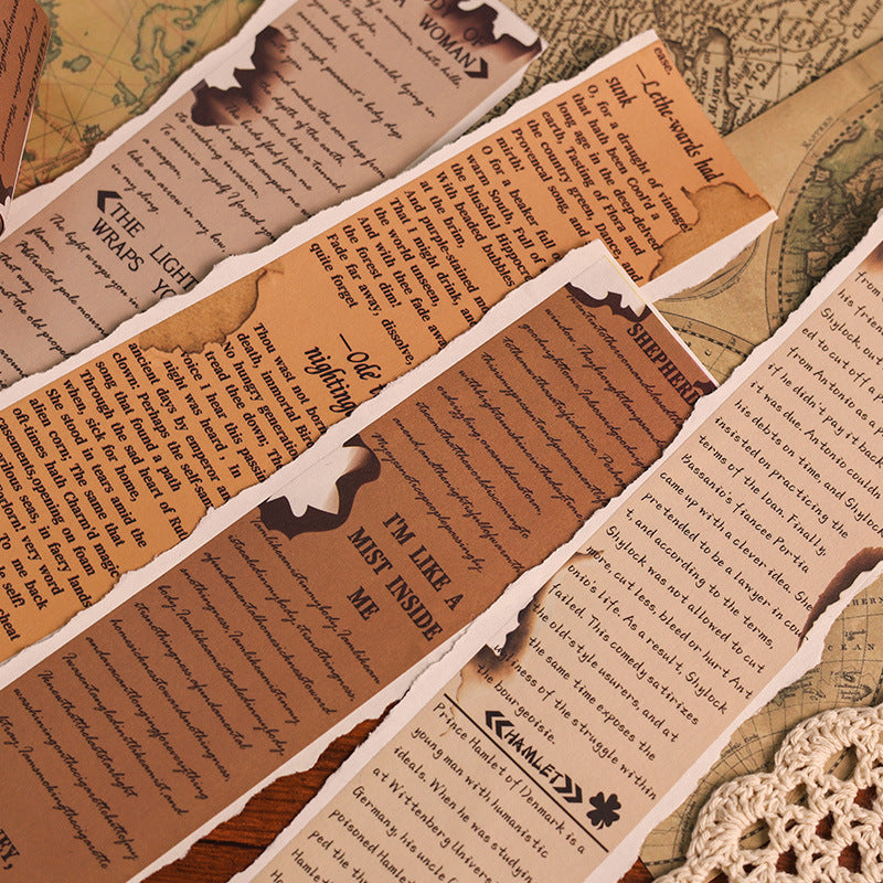 Cross-World Romantic English Text Tape - Retro Journal Sticker Roll, 3m - ViktaShop