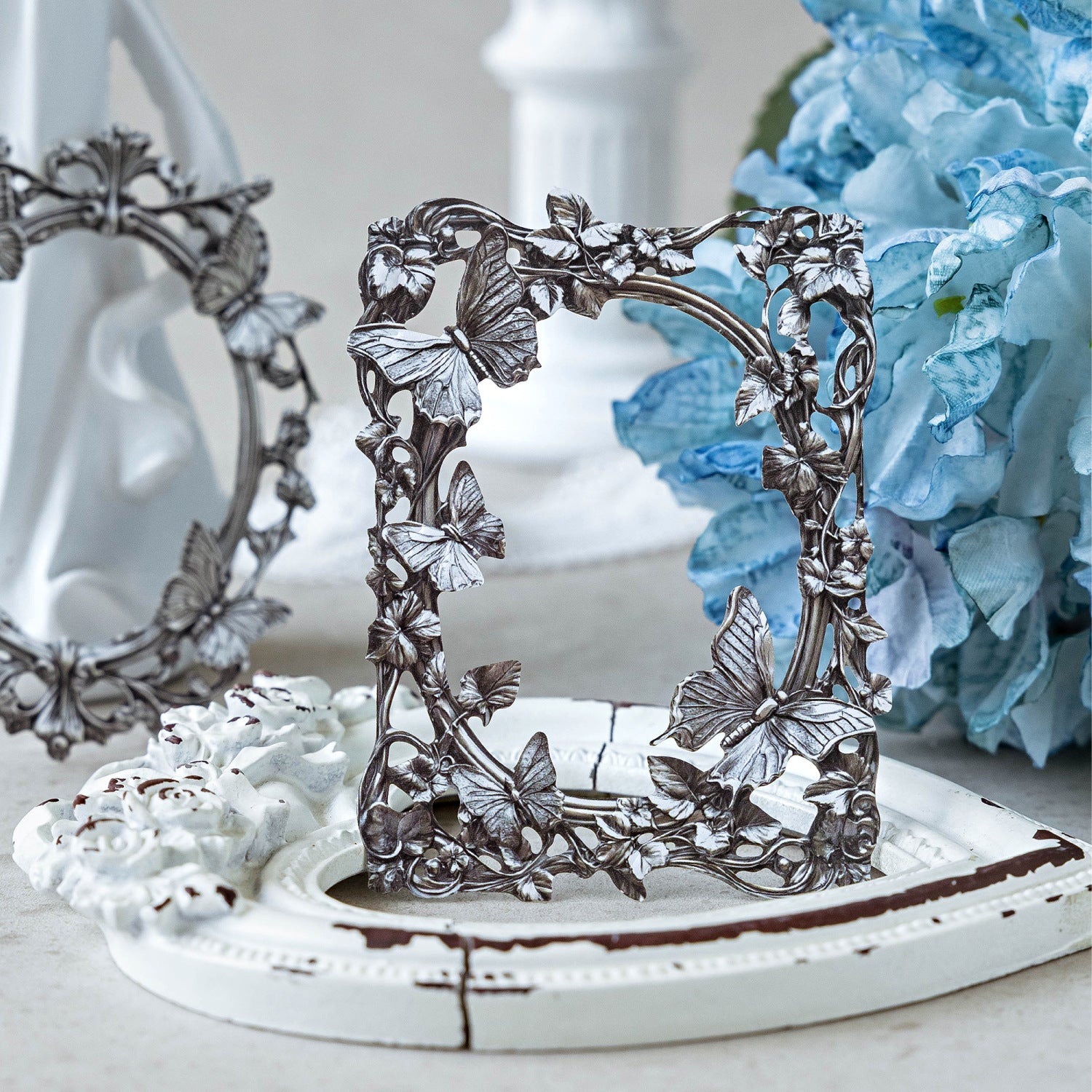 Vintage silver paper decoration 10 psc