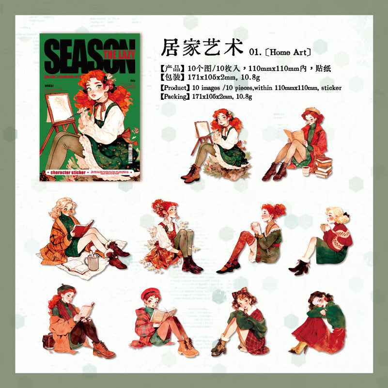 Lazy Seasonal Series Oil Sticker – Retro Characters, 6 Options - ViktaShop