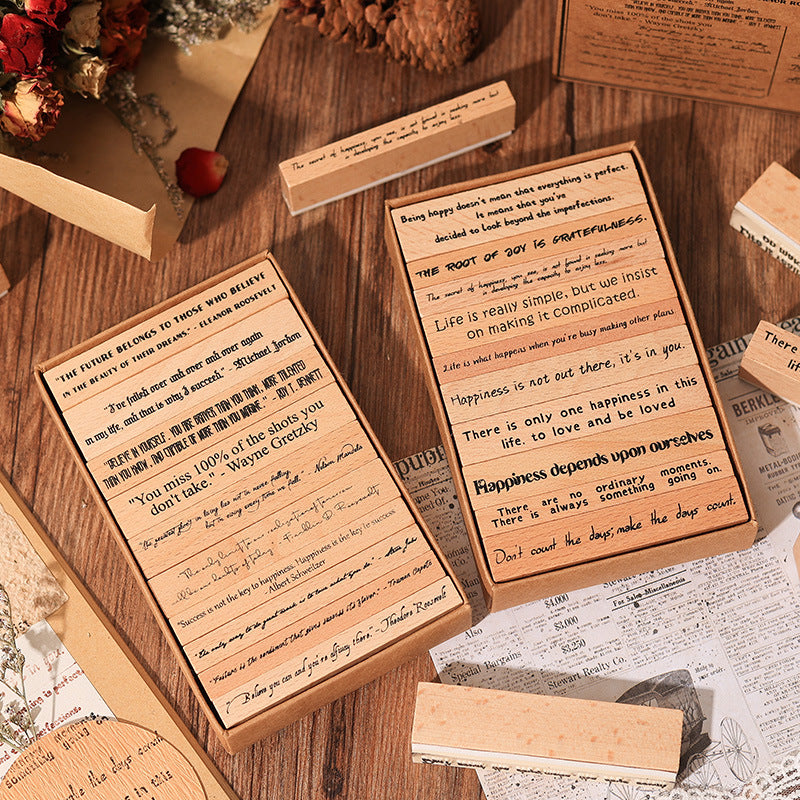Wise Language Wooden Stamp – English Letter Script, 2 Options - ViktaShop