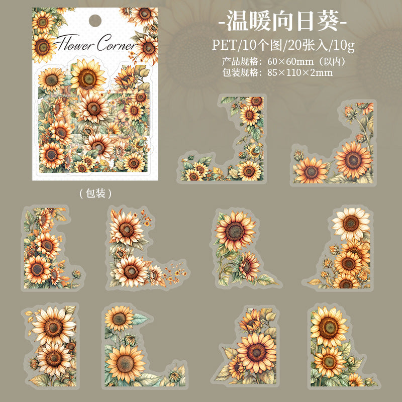 PET Sticker - Flower Edge Series, 20 Pcs - ViktaShop