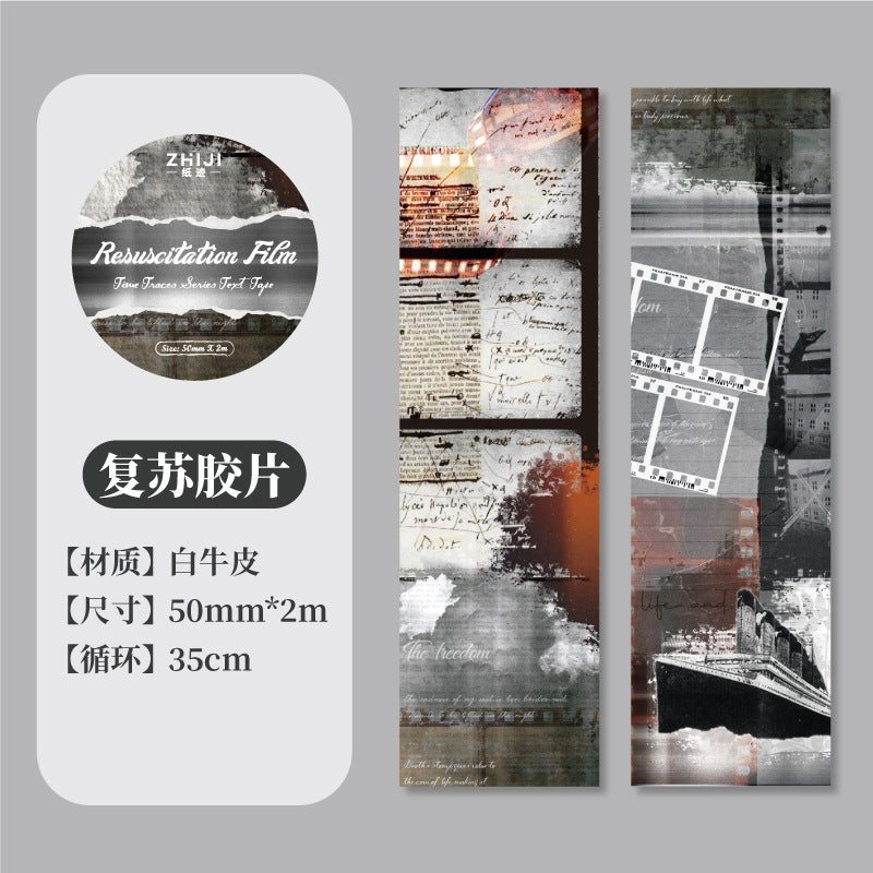 Old Letter Washi Tape – Paper Trace Series, Retro Loop Design, 2m - ViktaShop