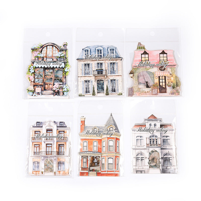 Holiday Travel Series Landscape Collage Material PET Stickers, 6 Options - ViktaShop