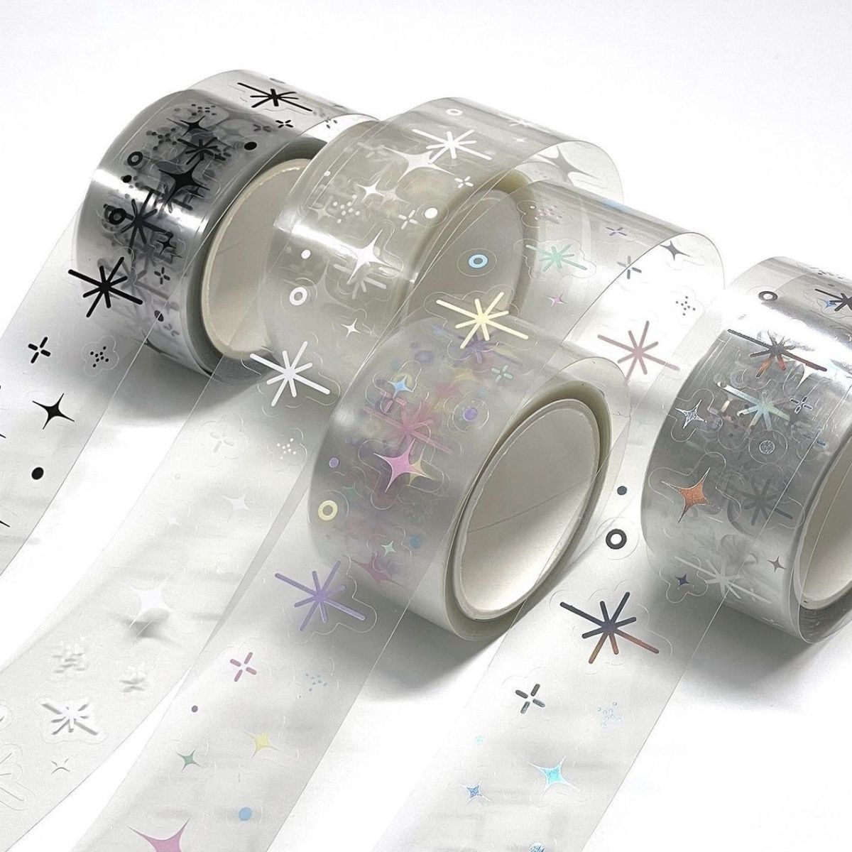 Korean PET Decorative Tape Roll – Star & Hot Silver Accents, 5m - ViktaShop