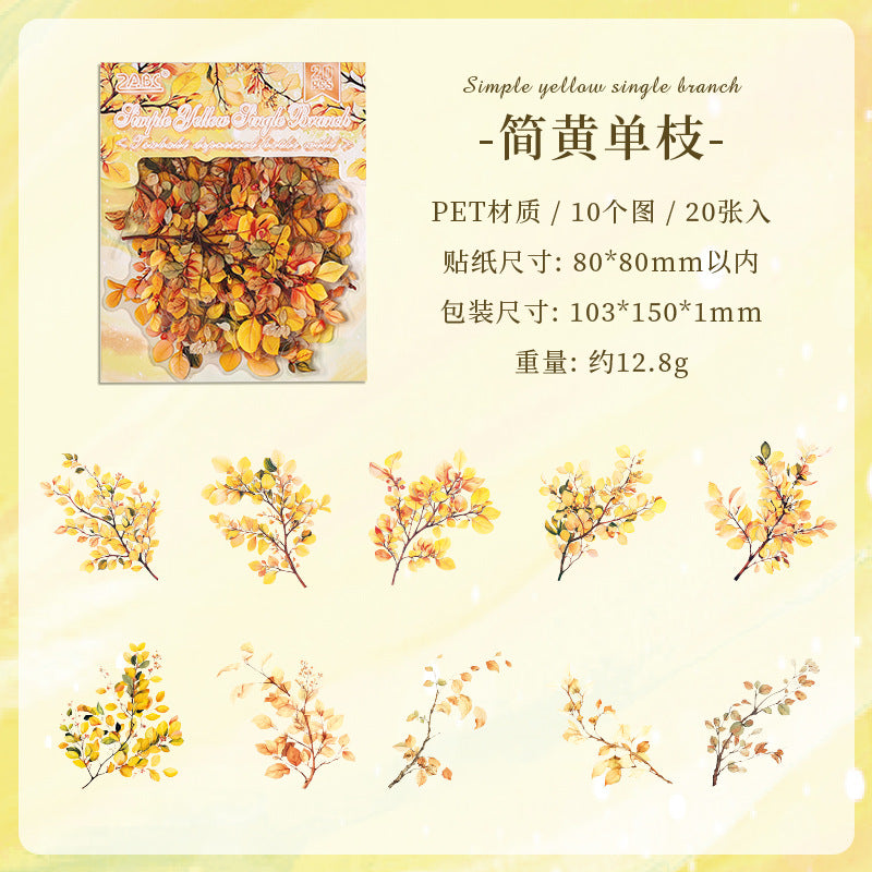 PET Sticker Pack - Plant & Flower Theme, 20 Pcs - ViktaShop