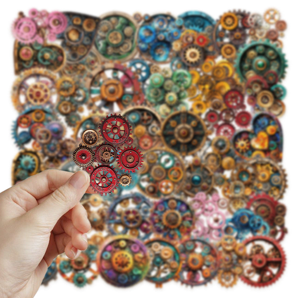 Time and Space Gear Stickers – Decorative Stickers for Scrapbooking, 50 Pcs - ViktaShop