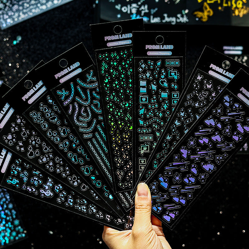 Star Laser Transparent Stickers – Cute Waterproof Set - ViktaShop
