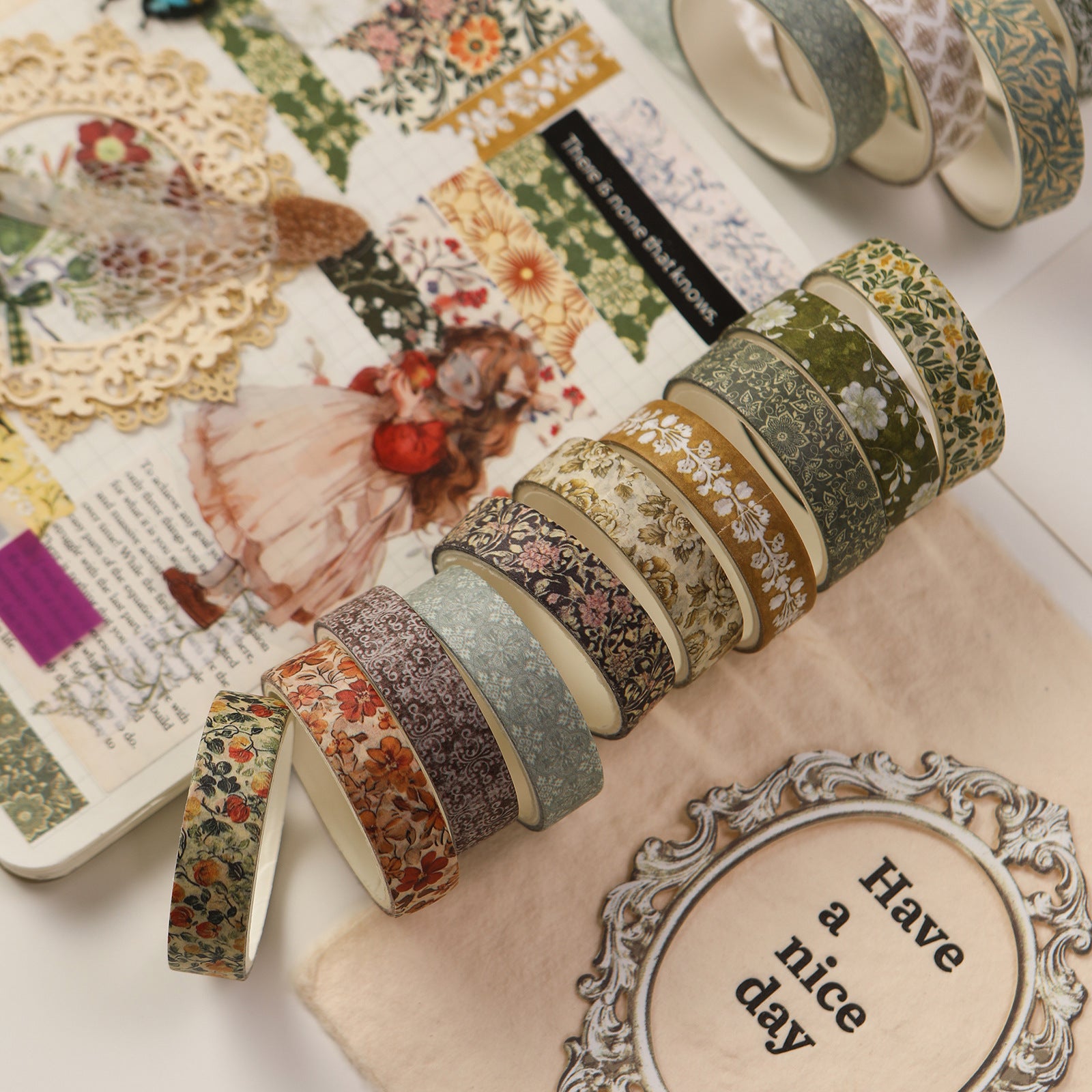 Old Year Poem Washi Tape Set – Retro Literary Style, 12 Options - ViktaShop