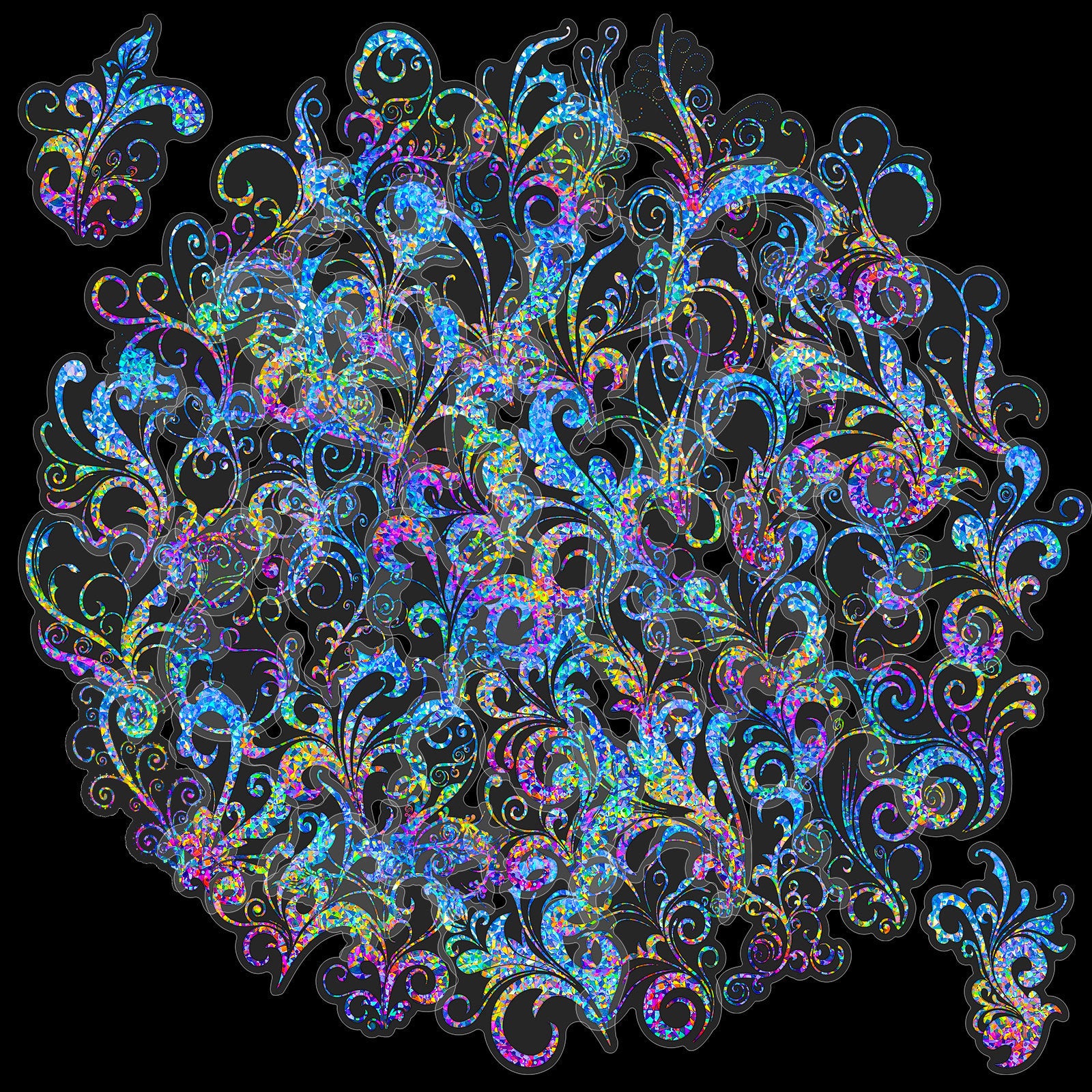 Transparent Laser Tattoo Stickers – Antique Series PET Holographic, 50 Pcs - ViktaShop