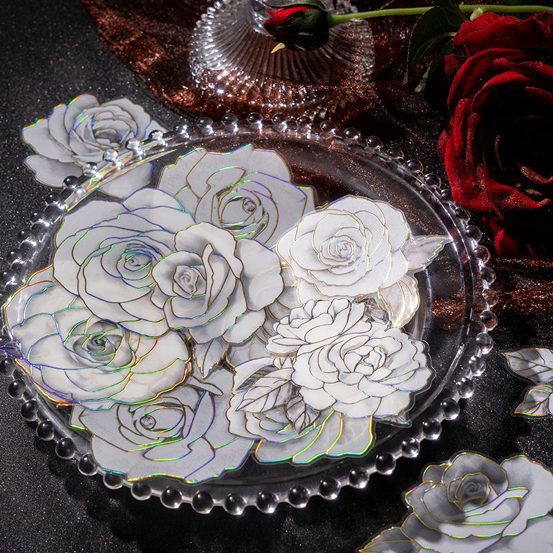 PET Stickers - Night Flowers Series, 20 Pcs - ViktaShop
