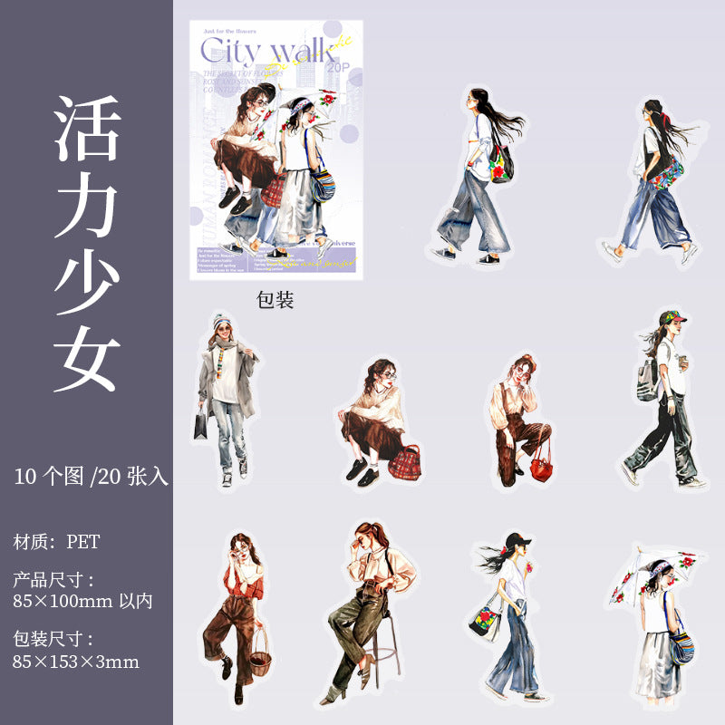 City Walk Series PET Sticker Pack, 6 Options - ViktaShop