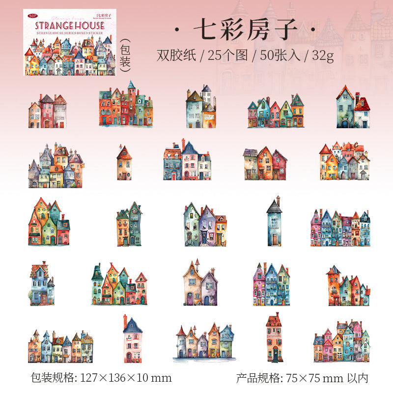 Strange House Series  Hard Card Paper Stickers 4 Styles 25 Pcs