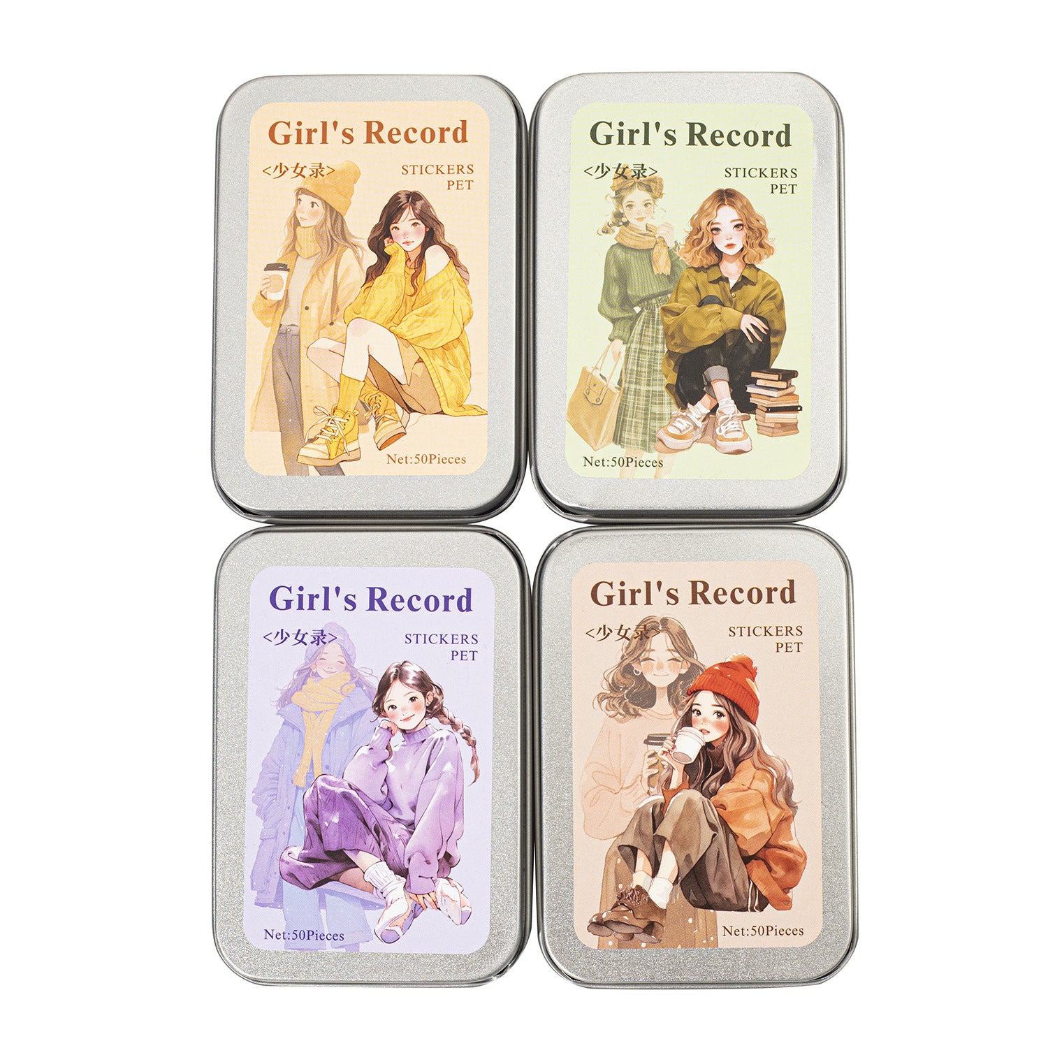 Coffee Girl Character Stickers – 4 Designs, 50 Pcs - ViktaShop