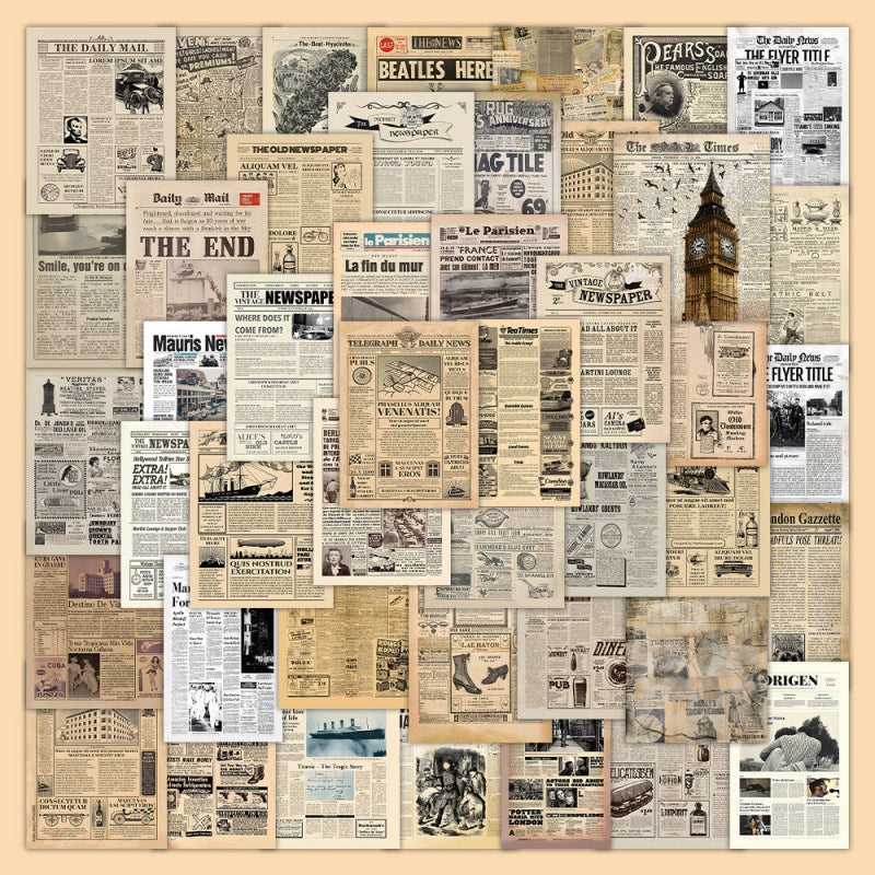 Retro Sheepskin Newspaper Stickers – British Nostalgia, 6 Options - ViktaShop