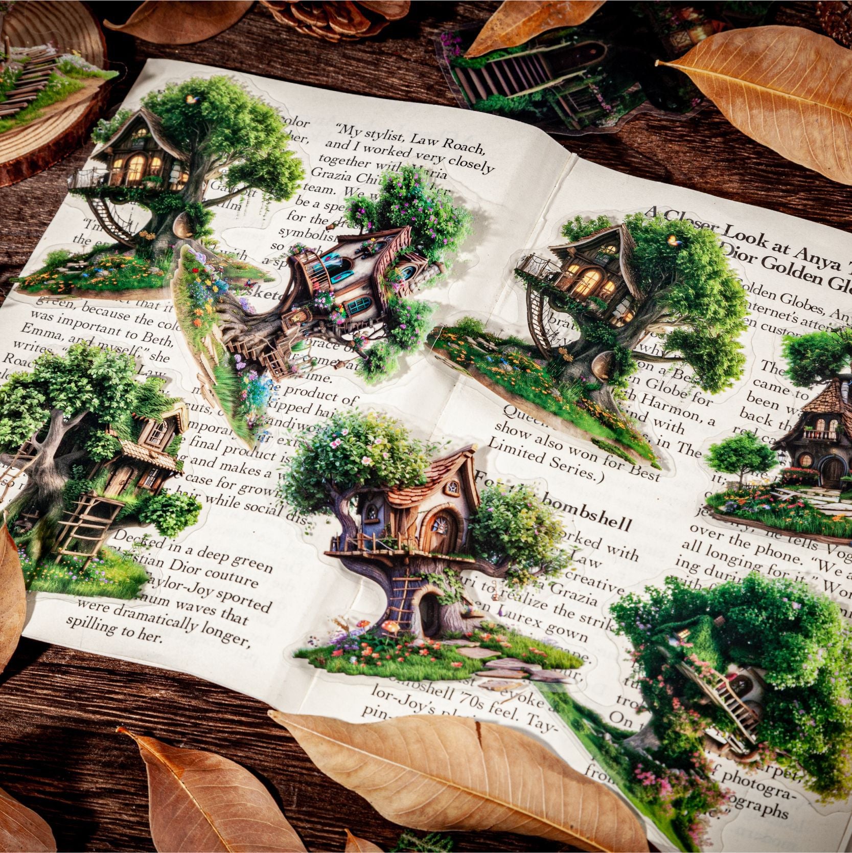 DIY Creative Handmade Decorative Stickers – Tree House Series, PET Material, 4 Styles - ViktaShop