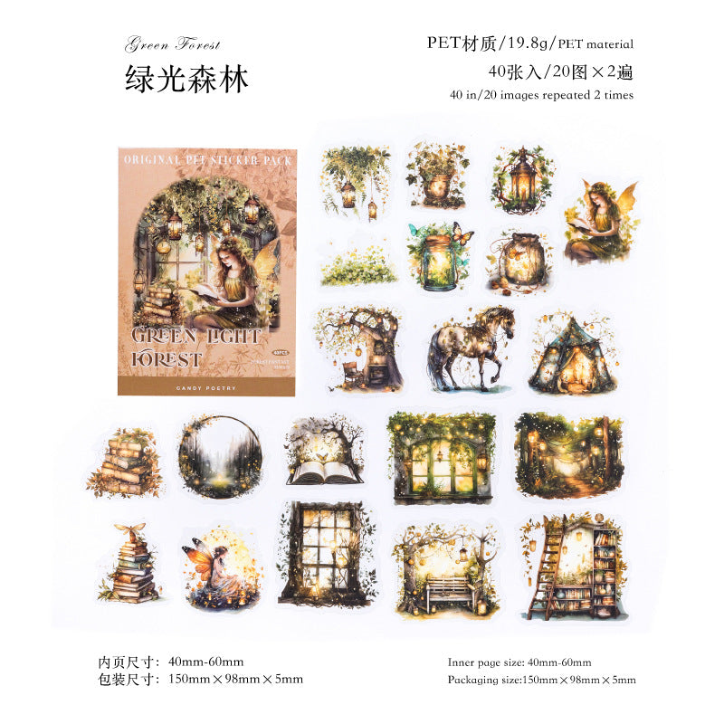 Sugar Poetry PET Sticker Pack – Forest Fantasy Series, 40 Pcs - ViktaShop