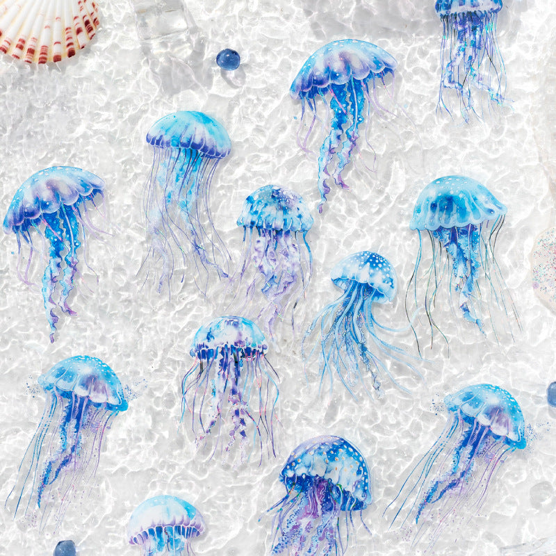Blue sea PET stickers 10 psc