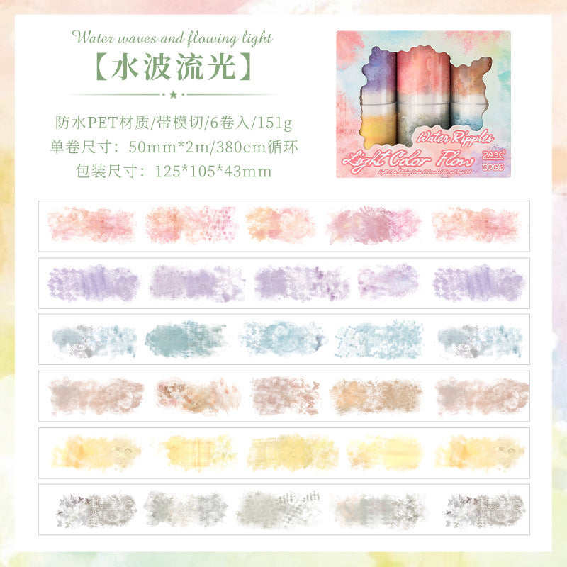 Light Color Rhyme PET Tape - Landscape Die-Cut Design, 2m - ViktaShop