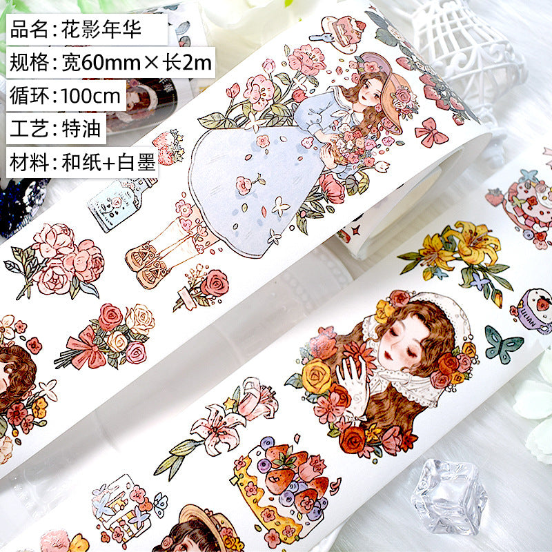 Modern PET Tape – Character Collage, Small Fresh Flowers - 2m - ViktaShop