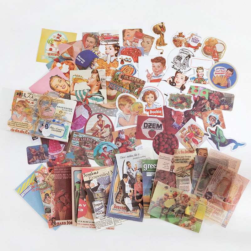 Vintage Design Stickers - Retro Aesthetic, 60 Pcs - ViktaShop