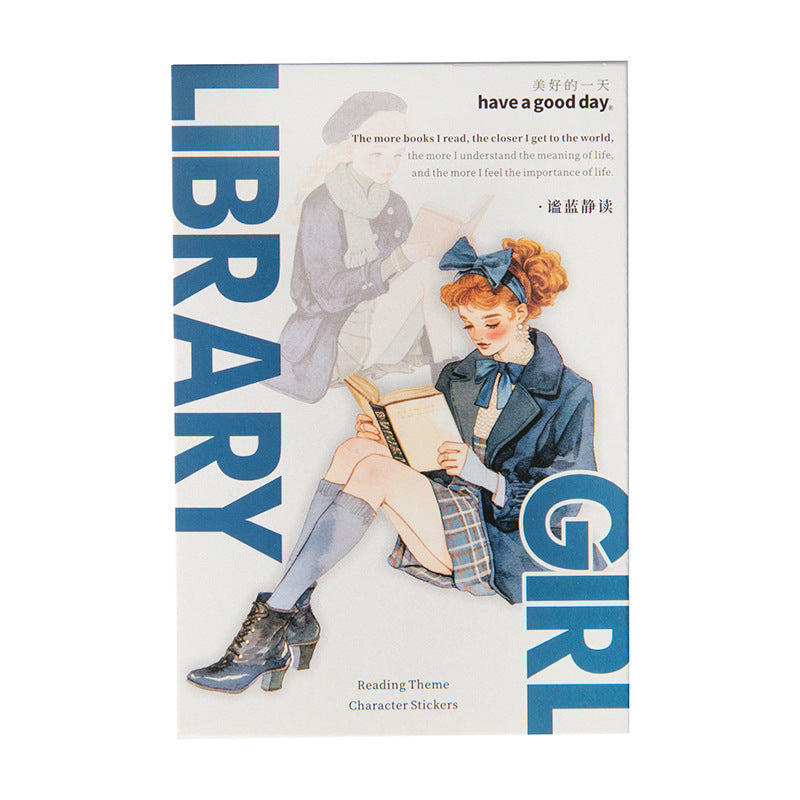 Library girl series paper stickers 15 psc