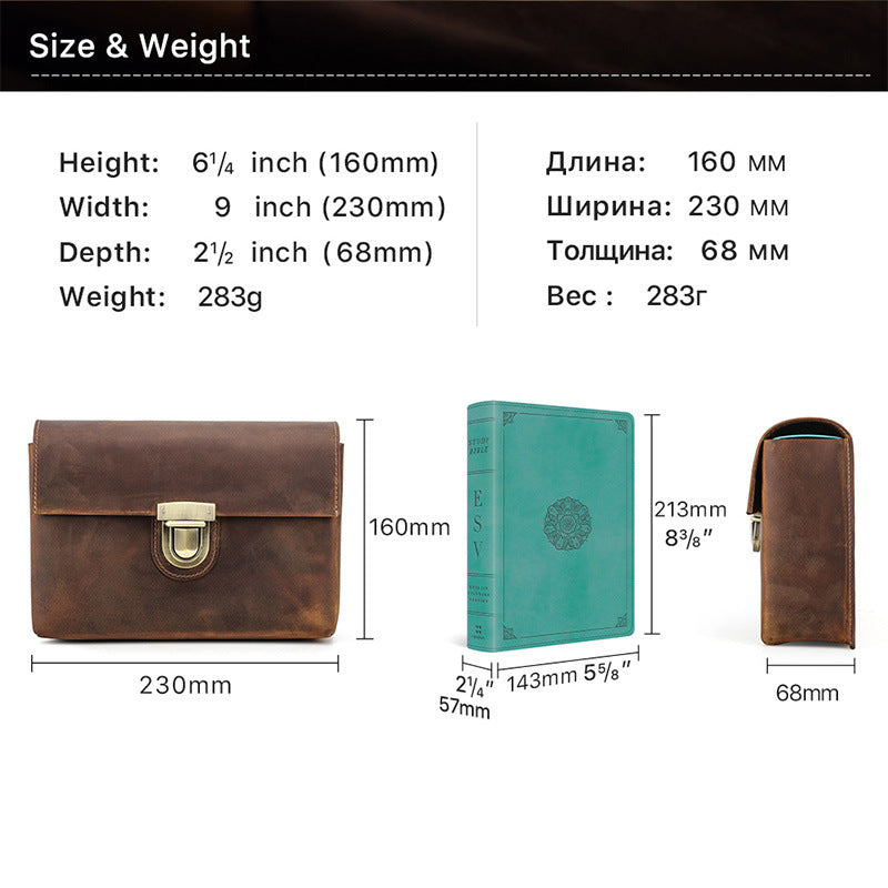 Leather Book Cover – Handmade Clamshell Lock, Thick Protective Cover - ViktaShop