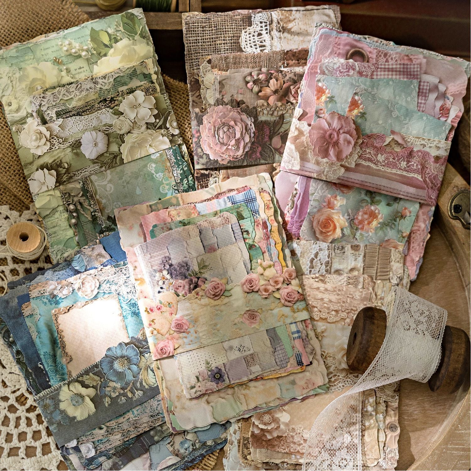 Retro Material Paper Pack for Background, 6 Options - ViktaShop