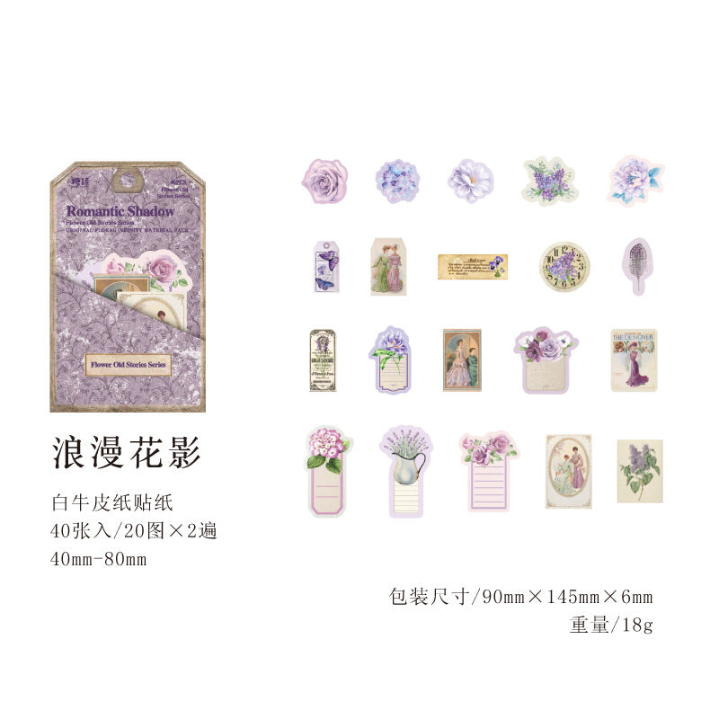 Flower Borderless Material Pack – Flower Old Stories Series, 40 Pcs - ViktaShop