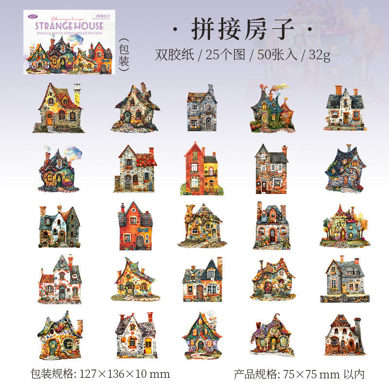 Strange House Series  Hard Card Paper Stickers 4 Styles 25 Pcs