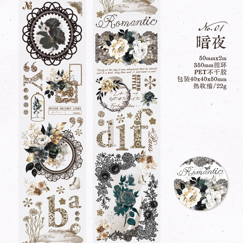 Dark Night Song PET Tape – Lace Series, 350mm - ViktaShop