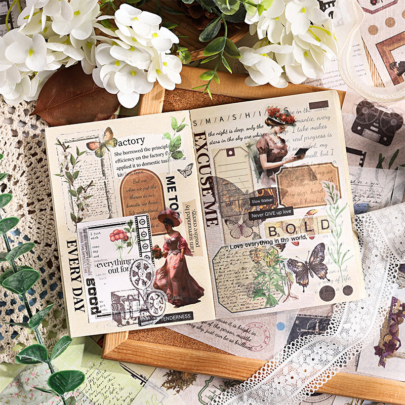 Light and Shadow Retro Sticker Book - Thin DIY Diary Decoration, 4 Options - ViktaShop