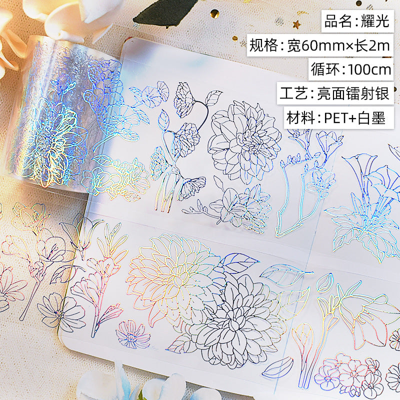 Antique Floral PET Tape – Vintage Landscape Hemp Stickers for Scrapbooking, 2m - ViktaShop